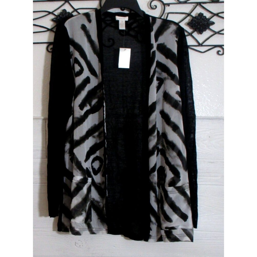 Chico's Women's Cardigan Size3 Black Long Sleeve